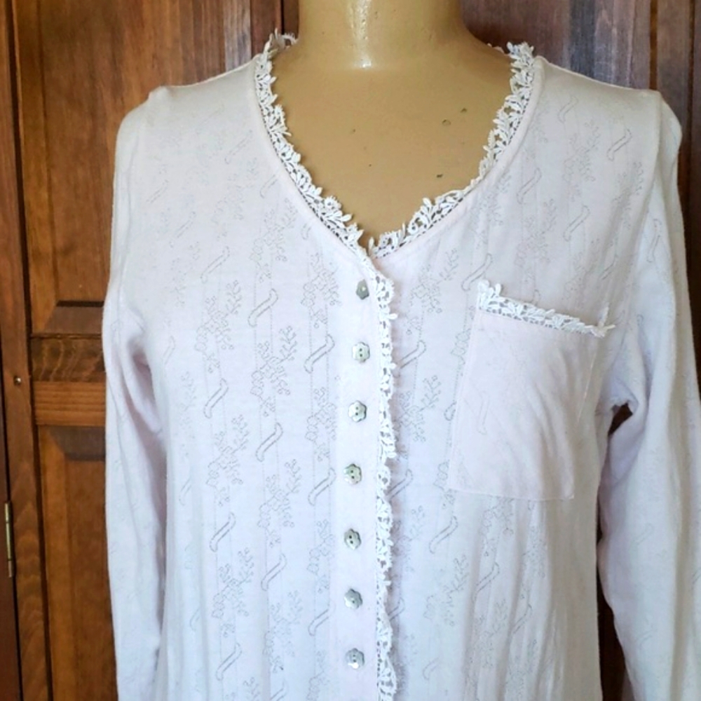 Eileen West Granny Core Lace Trim Nightgown Sz S - Picture 2 of 7